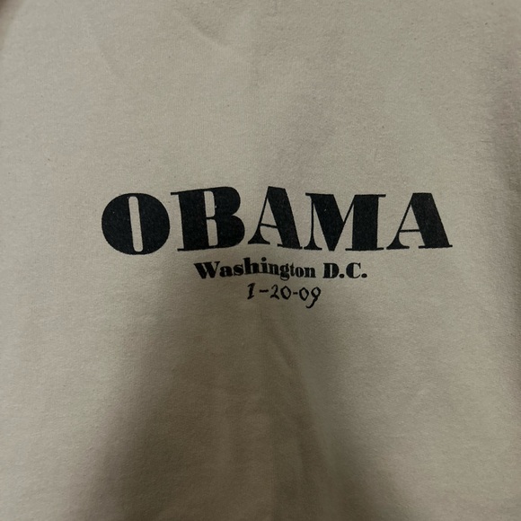 Vintage Obama 2009 Presidential Cream Hoodie Sweatshirt XL Inauguration Dreamer - Picture 5 of 14